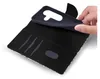 A hand is shown placing a phone into a wallet-style phone case. Produktbild-Vorschau