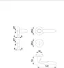Technical drawing with dimensions of door handles and related hardware. Podgląd zdjęcia produktu