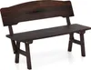 A dark brown wooden garden bench with a curved backrest, shown from a slight angle against a white background. Náhled obrázku produktu