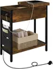 A side view of a vintage-style side table with integrated charging ports and storage. Produktbild-Vorschau