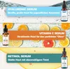 A collage-style image showcasing three different serums with citrus fruits and water droplets. Produktbild-Vorschau