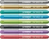 A row of eight metallic markers in different colors. Voir les images du produit