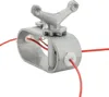 A close-up shot of a metal clamp with red wires running through it, set against a white background. Produktbild-Vorschau