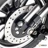 A close-up view of the front wheel brake and suspension system of a Veleco ZT63 electric scooter. Produktbild-Vorschau