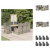 vidaXL 9-tlg. Garten-Essgruppe mit Kissen Grau Poly Rattan Produktbild-Vorschau 1