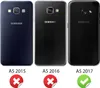 Three Samsung Galaxy A series phones from different years are shown side-by-side, with compatibility indicators below each. Anteprima dell’immagine prodotto