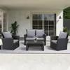 MeXo Gartenmöbel Set Lounge Set Polyrattan Lounges 4-teile Produktbild-Vorschau 12