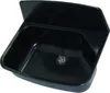 A black sink with a splashback is shown against a white background. Produktbild-Vorschau