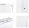 A collage of four close-up images of a white radiator panel. Produktbild-Vorschau