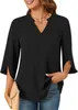 ASKSA Chemise Femme Elégante Col V Manches 3/4 Tunique Voir les images du produit 3