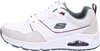 A side view of a white Skechers sneaker. Voir les images du produit