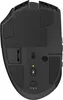 The bottom view of a black wireless gaming mouse. Produktbild-Vorschau