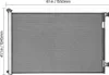 A grey retractable baby gate is shown in a studio setting with dimensions indicated. Voir les images du produit