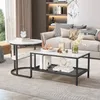 INONEFT 2er-Set Couchtische, Beistelltische, Marmoroptik, Produktbild-Vorschau 4