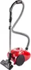 A red canister vacuum cleaner with a hose and attachments, isolated on a white background. Anteprima dell’immagine prodotto