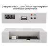 A top and bottom view of a USB floppy disk drive emulator, showing its front panel with a digital display, USB port, and indicator lights, and its rear with a connector. Náhľad obrázku produktu