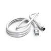A white coiled cable with two connectors on a white background. Voir les images du produit