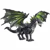 A black dragon toy with green wings is standing on a white background. Produktbild-Vorschau