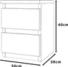 A line drawing of a nightstand with dimensions indicated. Produktbild-Vorschau