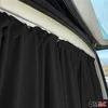 A close-up view of black curtains installed inside a vehicle, likely for sun protection or privacy. Anteprima dell’immagine prodotto