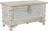 A white and brass carved wooden chest on a white background. Voir les images du produit