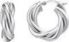 Orecchini a cerchio in argento con un look intrecciato per Anteprima dell’immagine prodotto 5