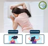 A woman sleeping on a pillow, with illustrations showing different sleeping positions. Produktbild-Vorschau