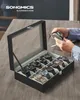 SONGMICS Uhrenbox Uhrenkasten, mit 12 Fächern, Glasdeckel, Produktbild-Vorschau 2