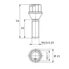 16x bullone ruota, M12x1,25, lunghezza filettatura: 33 mm, Anteprima dell’immagine prodotto 3