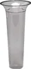 A clear, tall, plastic vase with a flared rim, shown against a white background. Produktbild-Vorschau