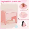 Kinderschminktisch mit Spiegel, Lampe und Hocker - Rosa Produktbild-Vorschau 3