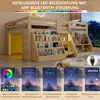 Halbhochbett 140 x 200 cm mit LED-Beleuchtung, offenen Produktbild-Vorschau 5