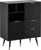 WOHNLING Sideboard 77x97x40 cm Anrichte Schwarz mit Produktbild-Vorschau 6