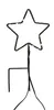 A black metal star-shaped light decoration with warm white LEDs, mounted on a stand with an earth spike. Produktbild-Vorschau