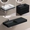 doporro Lavabo Bagno Sospeso 100 cm Rettangolare in Resina Anteprima dell’immagine prodotto 6