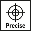 A graphic with a target reticle and the word 'Precise' below it. Produktbild-Vorschau