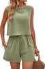 ASKSA Damen Zweiteiler Leinen Sport Sommer Jogginganzug Set Produktbild-Vorschau 1