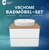 A bathroom vanity set with a sink on top, presented against a gradient background. Produktbild-Vorschau