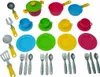 A collection of colorful toy kitchenware items arranged on a white background. Náhľad obrázku produktu