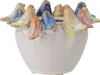 A ceramic pot decorated with colorful birds perched around the rim. Produktbild-Vorschau