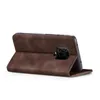 A brown flip case for a smartphone is shown standing upright. Produktbild-Vorschau