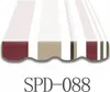 A close-up of a striped awning valance with a product code at the bottom. Produktbild-Vorschau
