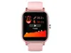 A pink smartwatch displaying a temperature reading and a graph. Voir les images du produit