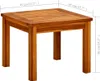A wooden table with dimensions shown. Voir les images du produit