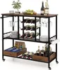 A multi-tiered bar cart with wine and glass holders, set against a white background. Podgląd zdjęcia produktu