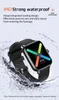 A smartwatch is shown with water splashing around it, highlighting its waterproof feature. Náhled obrázku produktu
