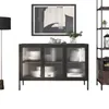 vidaXL Sideboard Schwarz 105x35x70 cm Glas und Stahl Produktbild-Vorschau 9