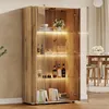 Merax vitrinekast met LED-verlichting, glazen vitrine met 2 Productafbeelding-voorbeeld 3