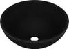 A black ceramic sink with a drain hole in the center. Náhled obrázku produktu