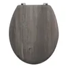 A top-down view of a toilet seat with a wood-grain pattern. Podgląd zdjęcia produktu